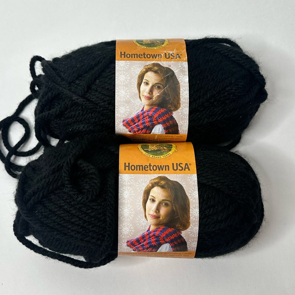Hometown USA Lion Brand Super Bulky‎ Acrylic Blend Yarn - 2 Skeins Oakland Black